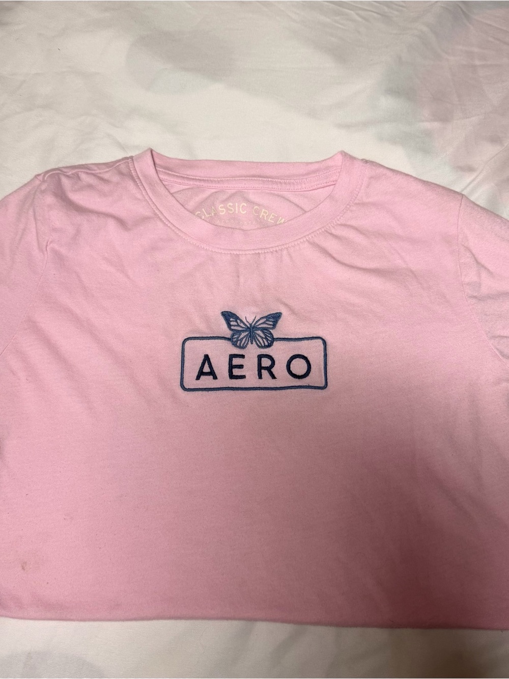 Aeropostale Pink Short-Sleeve Tee with Navy Butterfly Logo